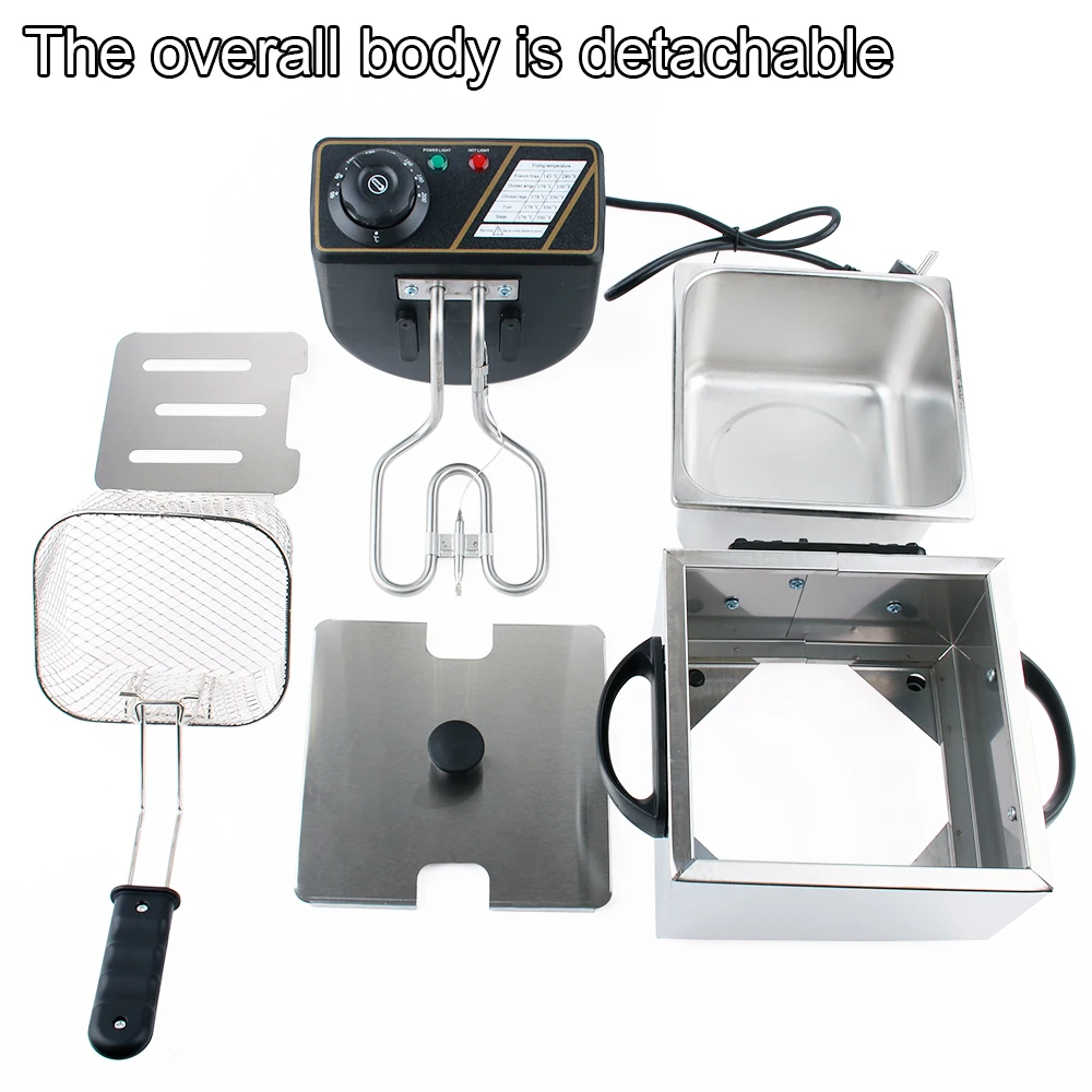 Household 2L Multifunction Electric Deep Oil Fryer Stainless Steel Grill Oven Chicken French Fries Oil Frying Machine Hot Pot