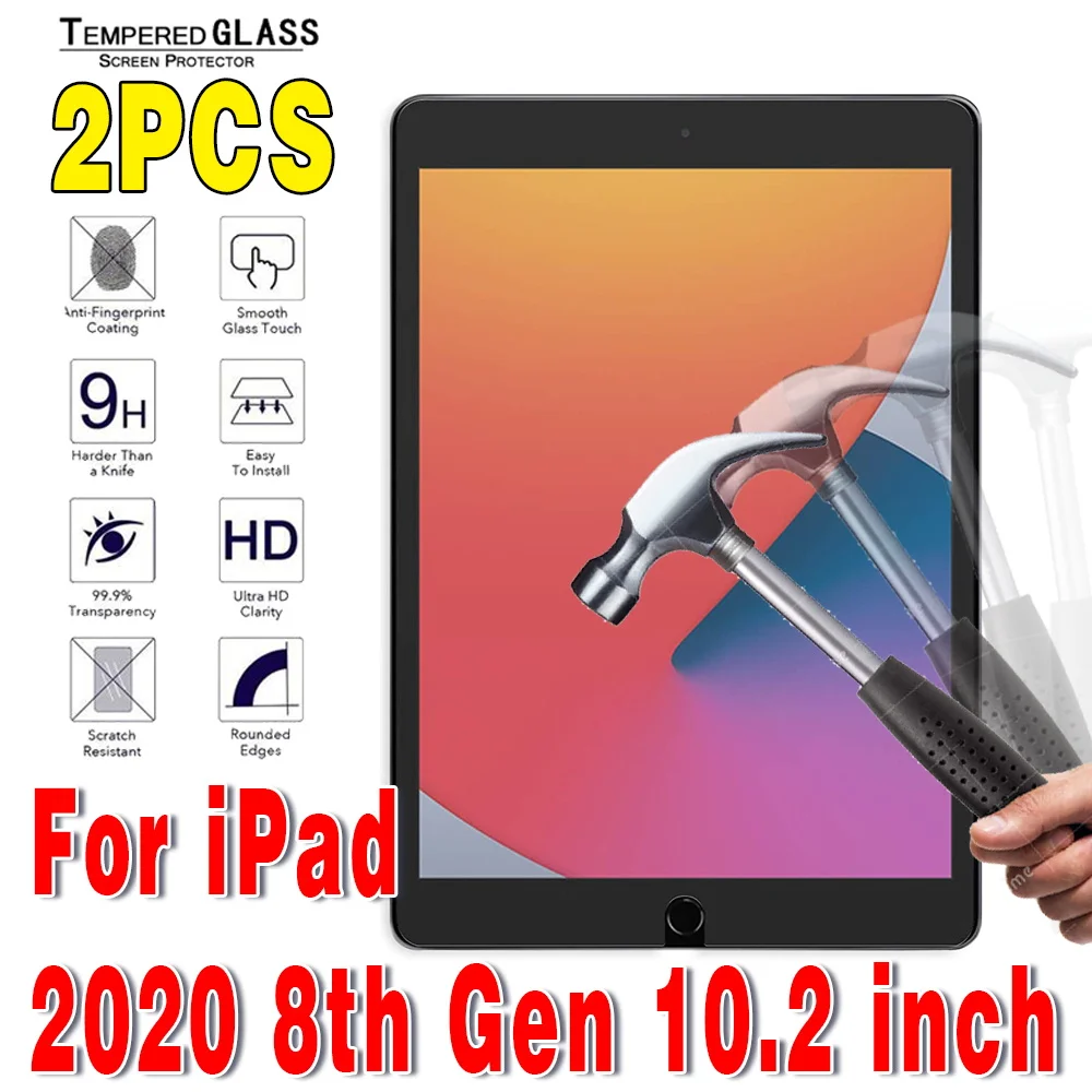 tablet cover 2Pcs Tempered Glass Screen Protector for IPad 10.2 9.7 10. 5 10.9 11 IPad 8 7 6 9 Air 4 3 2 Mini Glass IPad 2020 2019 2018 2021 capacitive stylus for android Tablet Accessories
