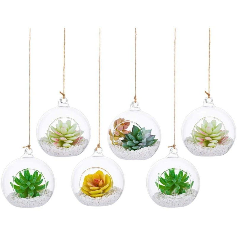 Hanging Glass Terrarium Tealight Candle Holder Home Succulents Vase Hanger 3