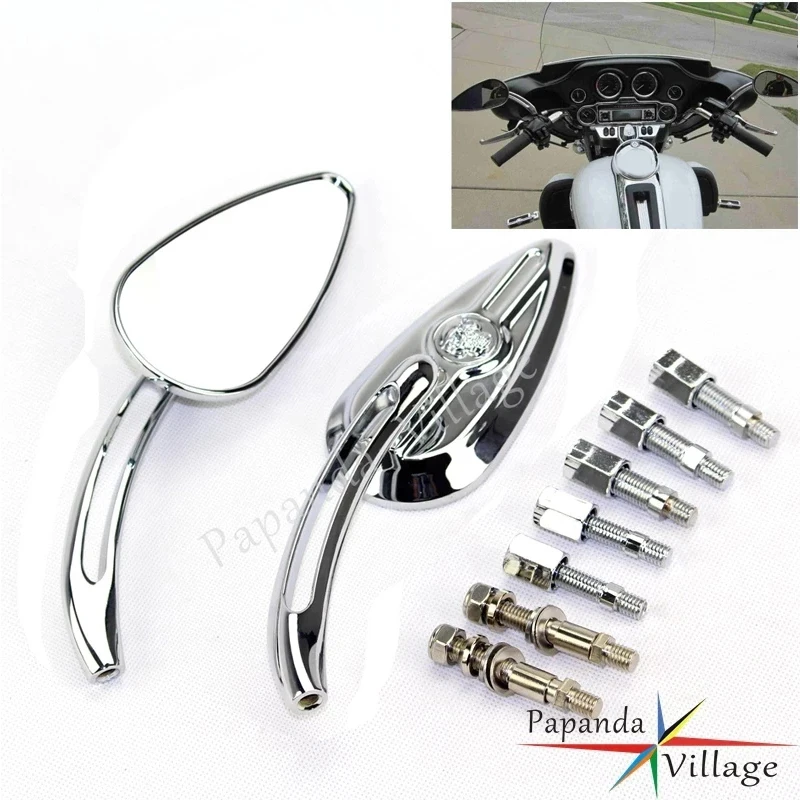 Custom Touring Motorcycle Chrome Skull Rear View Mirror Side Mirrors