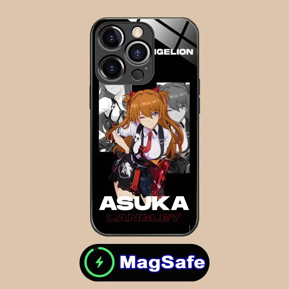 Luxurious Anime EV Asuka Colorful Glass Mobile Phone Case
