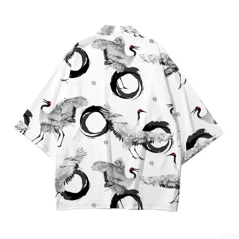 Nationaler Stil Retro Ukiyo-e Harajuku Kimono Umhang gefiederte gewebte taoistische Robe 3D digital bedruckte Strickjacke – Detail 13
