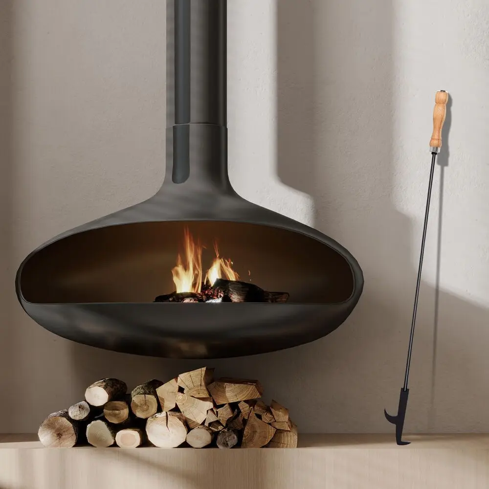 Long Fire Pit Poker Stick Fireplace Heavy Duty Steel Wood Stove Campfire Camping