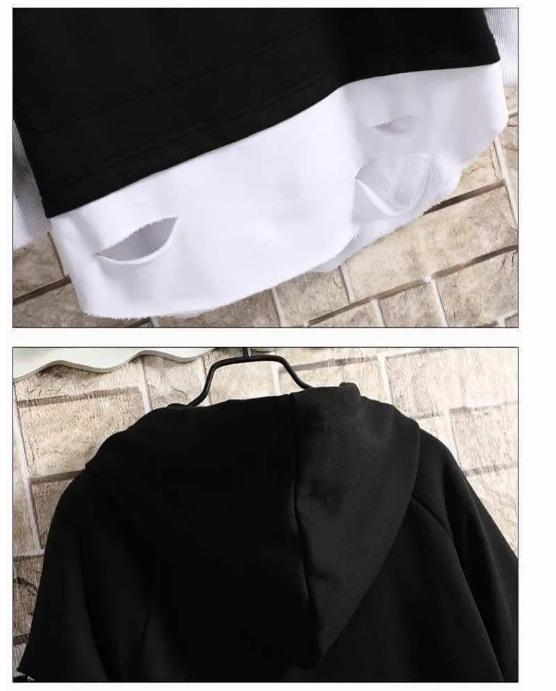 سترات رجالية غير رسمية بغطاء للرأس ملابس الشارع Y2...