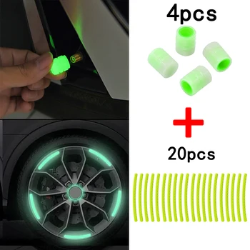 🌟 Car Wheel Reflective Stickers & Luminous Valve Caps 🌟 1