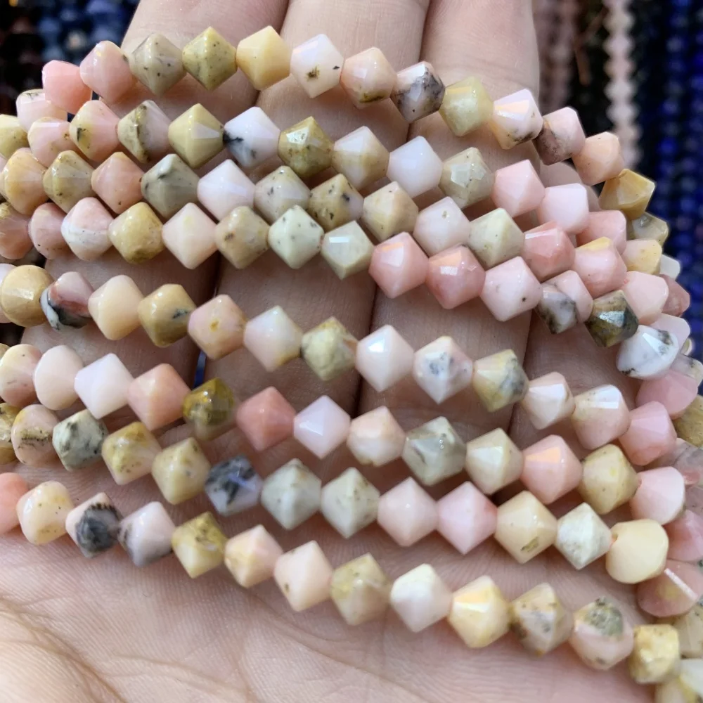 Natürliche Rosenquarz roter Achat Stein Runde Kristall Pyramide Perlen Facettierte Lose Spacer Für Schmuck Machen DIY Halskette Armband – Detail 26
