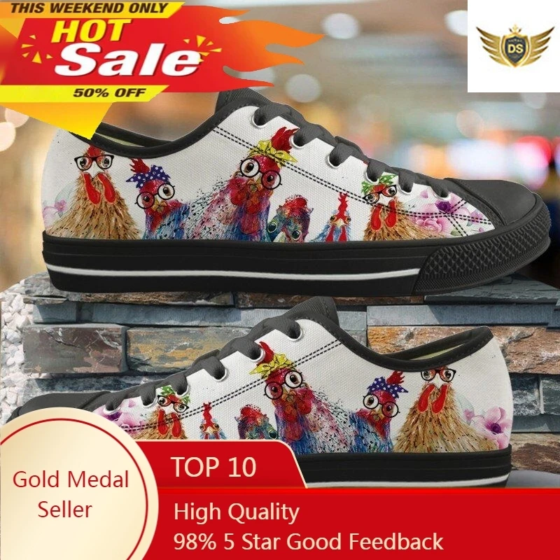 Funny Animal Rooster/Cock Printing Vulcanized Sneakers Brand Designer Cute Chicken Low Top Shoes Casual Footwear