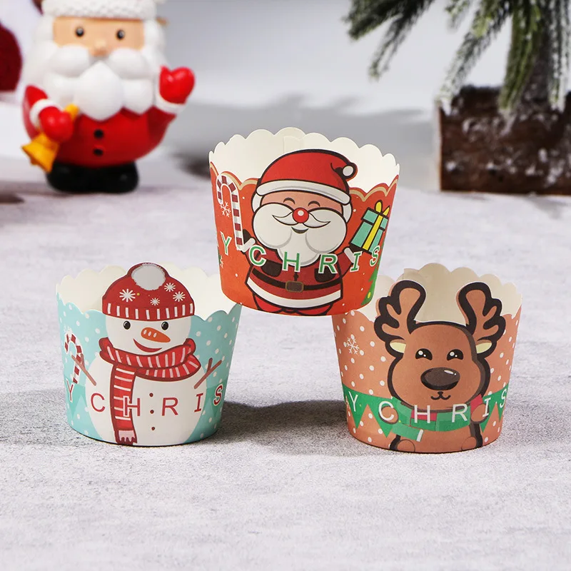 Christmas Cupcake Linner 20Pcs Cartoon Santa Claus Muffin Paper Cups Christmas Party Cake Decoration Supplies Kids Favors