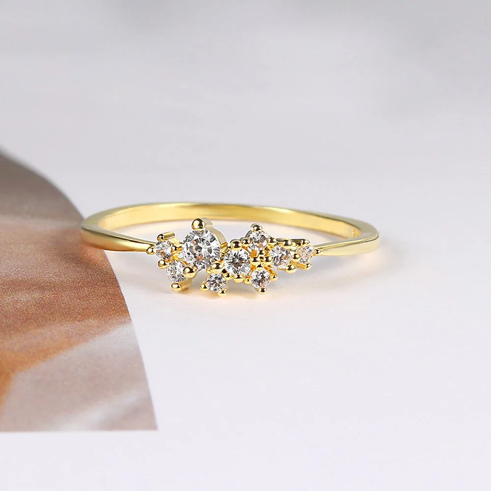 Trendy Elegant Dainty Rings For Women Romantic Women's Ring Shiny Zircon Gold Color Thin Finger Ring Accessories Jewelry KCR088 6