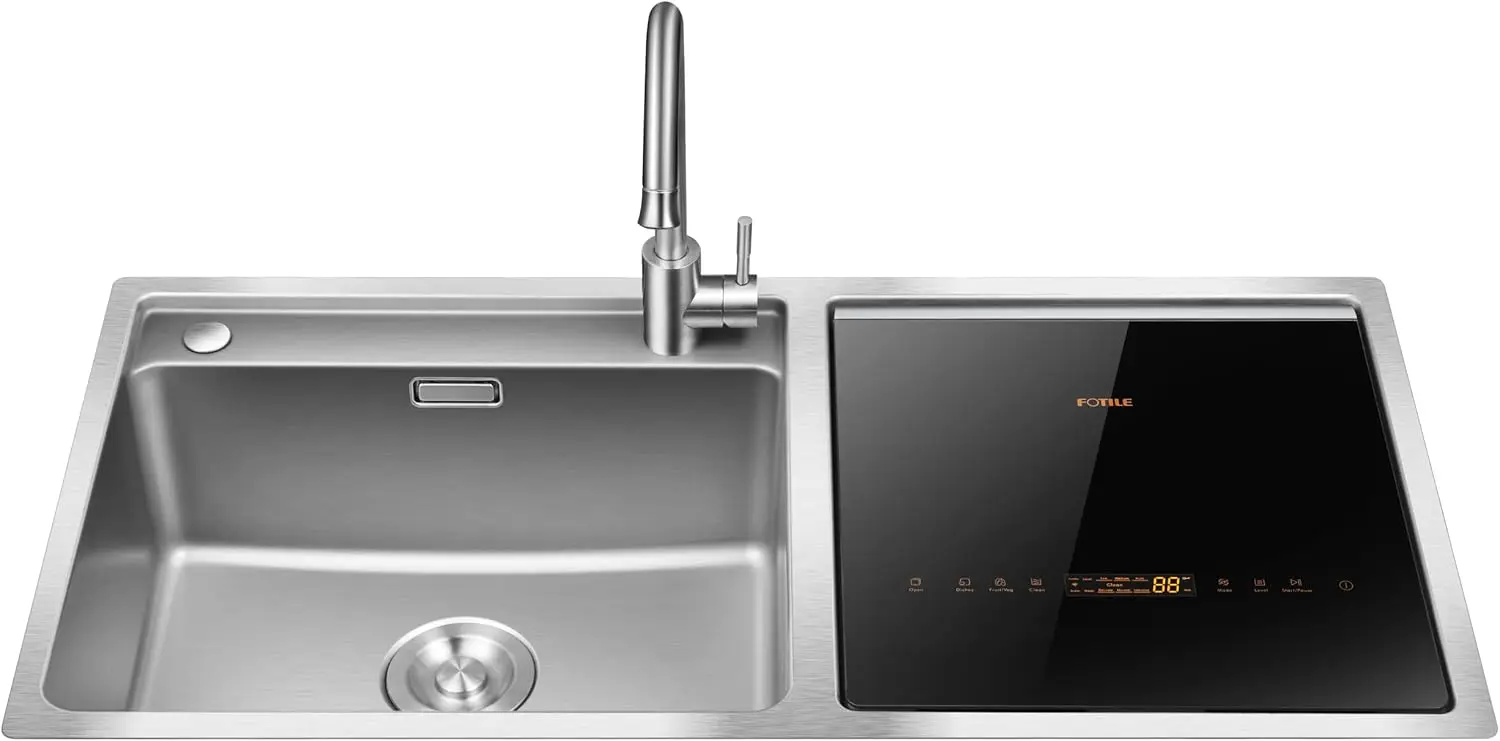 Steel Kitchen In-Sink Dishwasher Combination, Heavy Gauge Bowl Dish Sanitizing, Energy-saving, and Powerful Cle