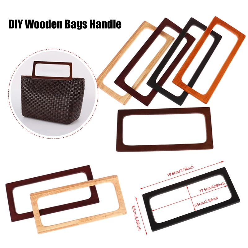 20cm Square Wooden Bags Handle DIY Sewing Brackets Purse Frames Handles for Making Handbag Accessories