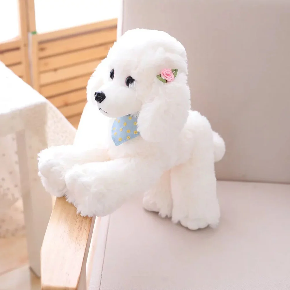 

White 32cm Adorable Stuffed Plush Toy Animal Simulate Poodle Shape Pet Dog Design Toy Decorative Children Kids Birthday