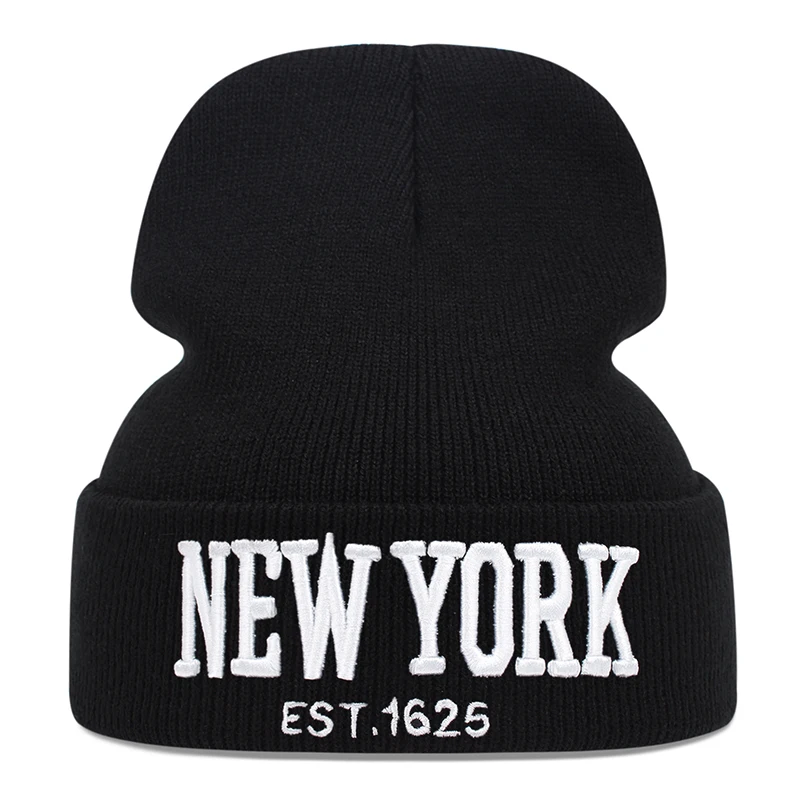 2025 Neue einfache modische Bohnenmütze NEW YORK Strickmütze Herbst Winter Freizeit Outdoor winddicht warme Mütze Unisex randlose Mütze – Detail 6