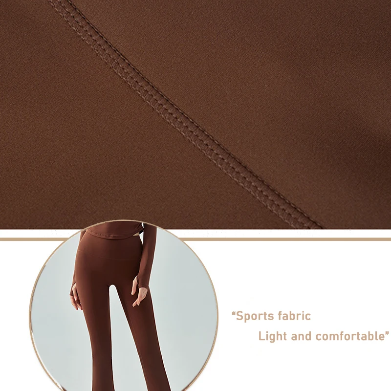 Crubera New tight high waist hip lifting nude yoga Bell-bottoms for women quick drying breathable sports hip wide leg pants