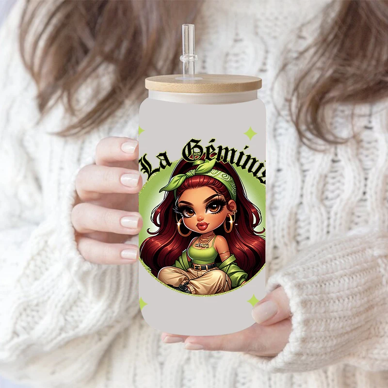 UV DTF Transfer Sticker Little Girl For The 16oz Libbey Glasses Wraps Bottles Cup Can DIY Waterproof Decals D17140