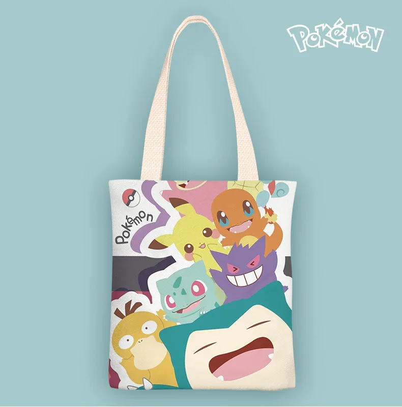 Pokemon pikachu casual grande capacidade sacos de ombro shopper tote saco  carta moda harajuku zíper impressão lona bolsas femininas - AliExpress