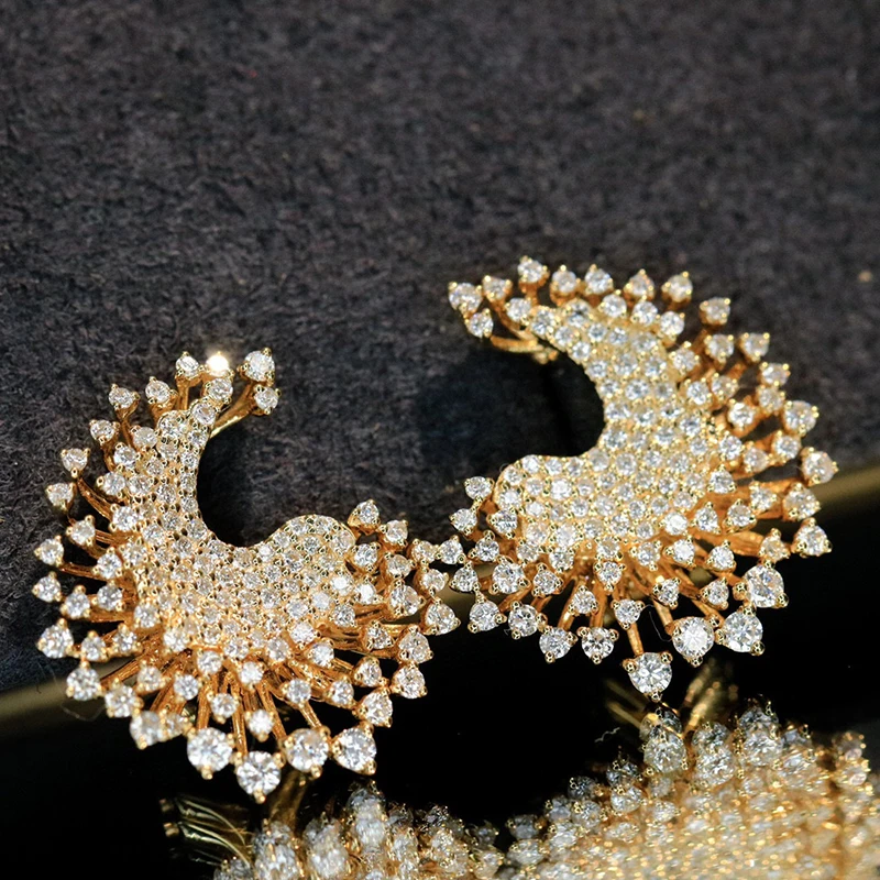 S8fcf0fe313f3422c9d91bdb2126ebd8es Aazuo Real Jewelry 18K Pure Yellow Gold Real Diamonds 1.2ct Luxury Flower Earring For Woman Upscale Trendy Wedding Engagement