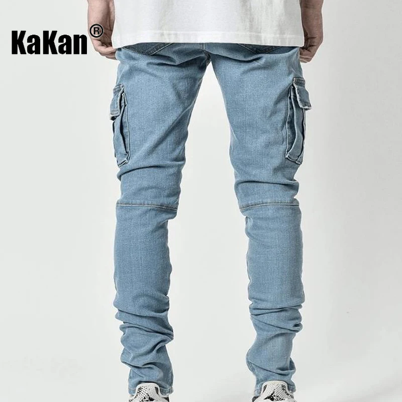 Kakan - European and American New Side Pocket Jeans for Men, High Street Popular Small Feet Tight Wear Long Jeans K8-686
