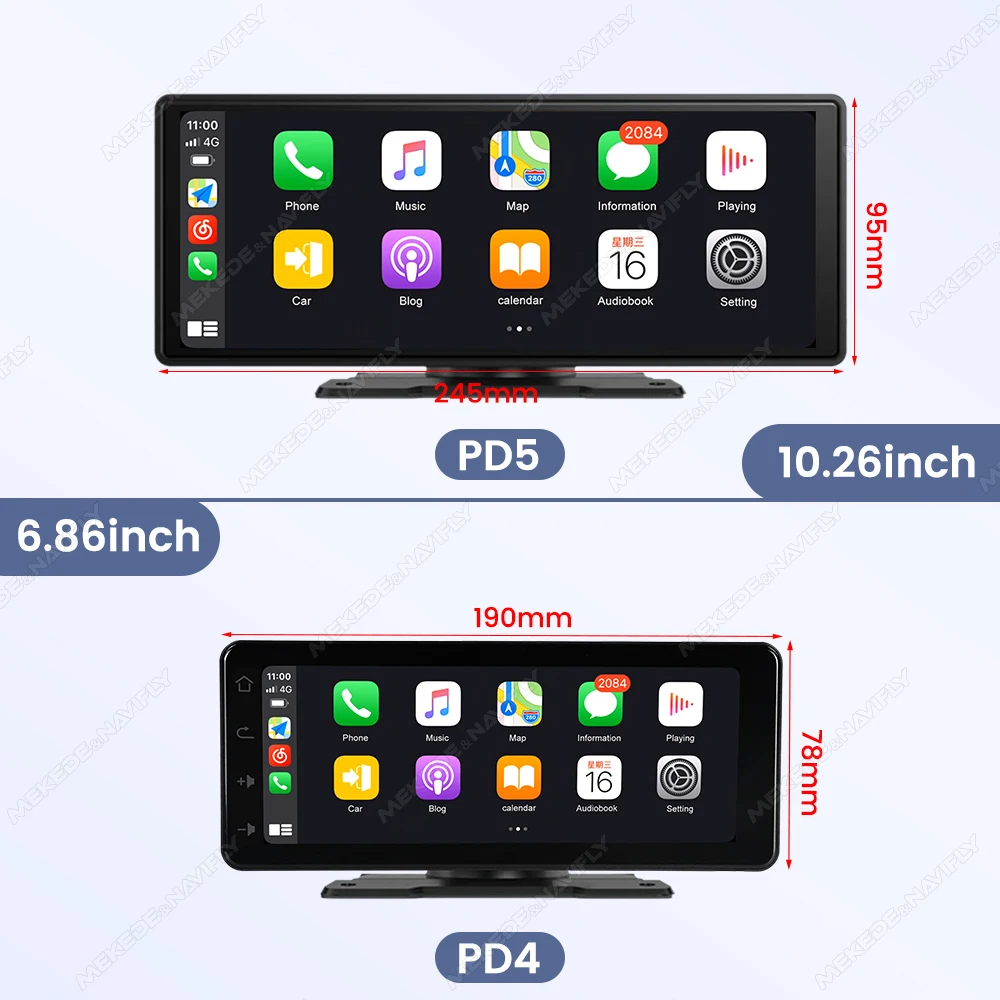 Universal 6.86 / 10.26 inch Touch Car Radio Multimedia Video Player Wireless CarPlay Wireless Android Auto Navigation Camera