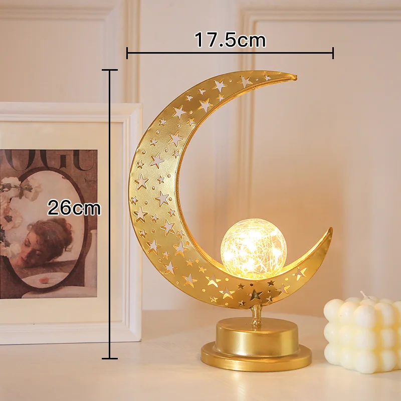 Lampe décorative de bureau EID Mubarak Gold Moon Castle, lampe LED