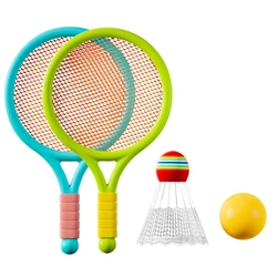 Children's Lightweight Badminton and Tennis Racket Set with Balls (Light Grey)