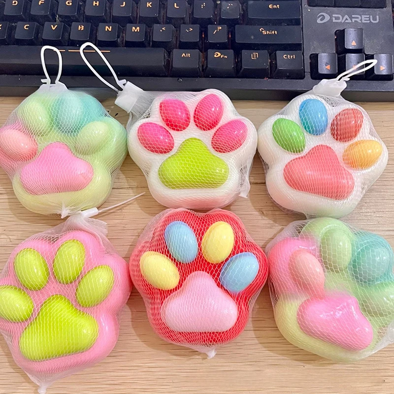 1Pcs Soft Sticky Stress Relief Relax Toys Squeeze Cat Paw Toys Decompressing Pinching Cat Paw PU Slow Rebound Toy 4