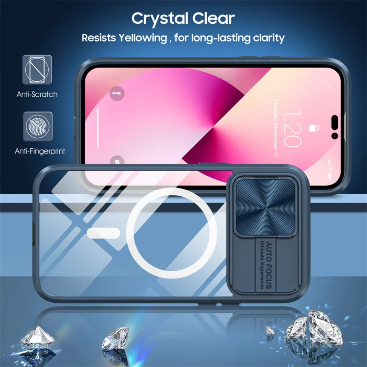 Magnetic Wireless Charging Shockproof Case with Slide Camera Lens Protection