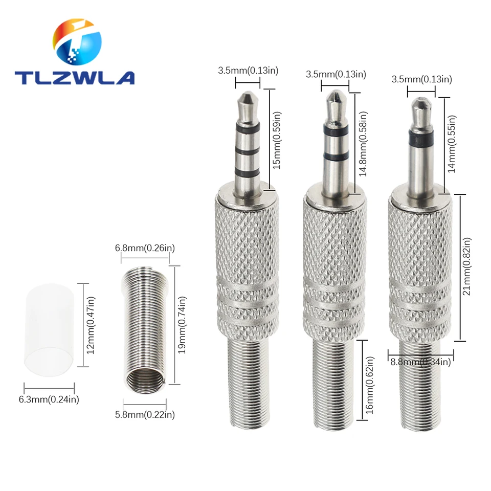 7 Pezzi Connettori Jack Audio 3.5mm TRRS - Spine Maschio Per Saldatura - Foto 8