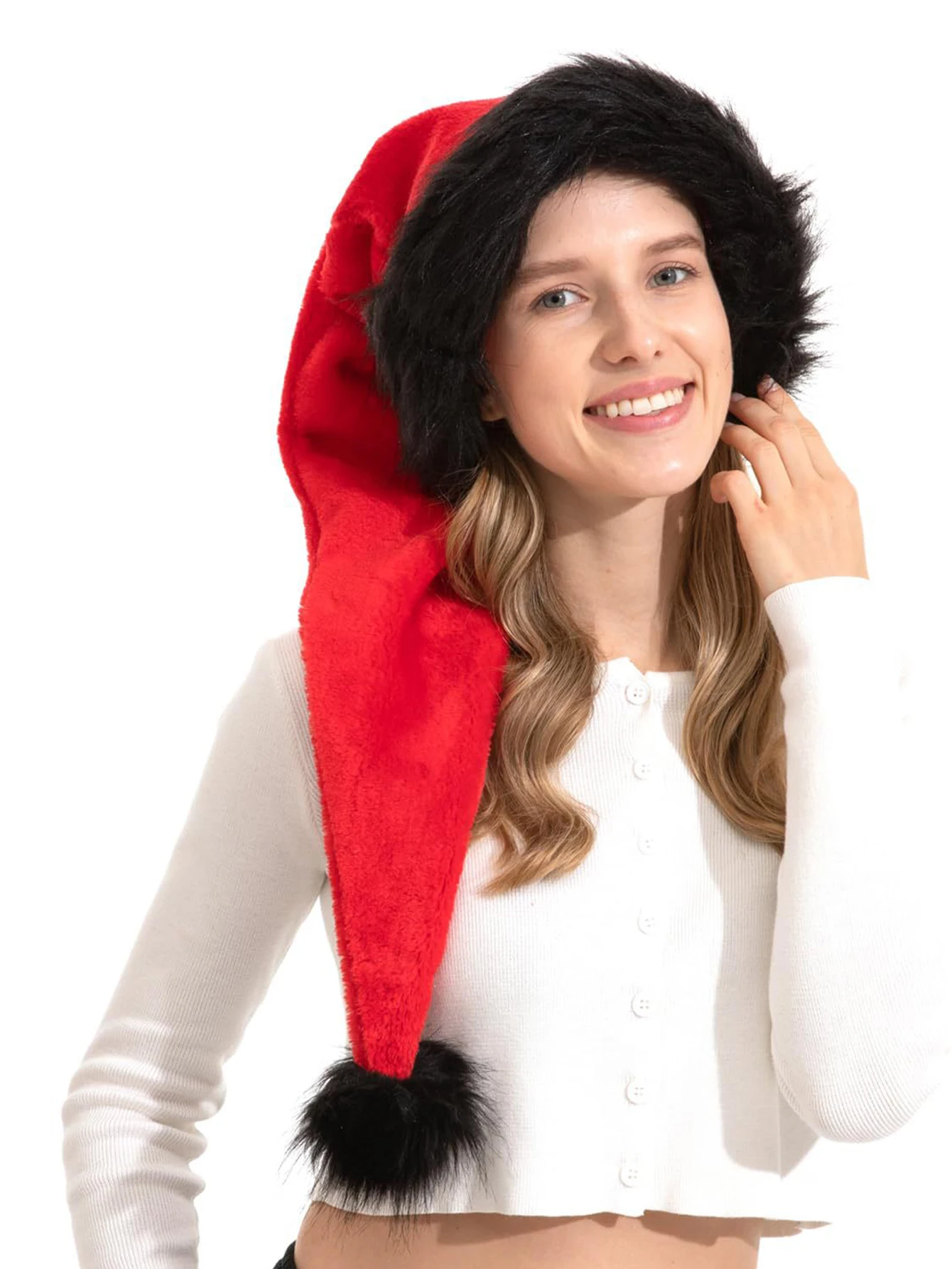 1pc plush Christmas hat Christmas party hat men's and women's New Year party party decorative hat