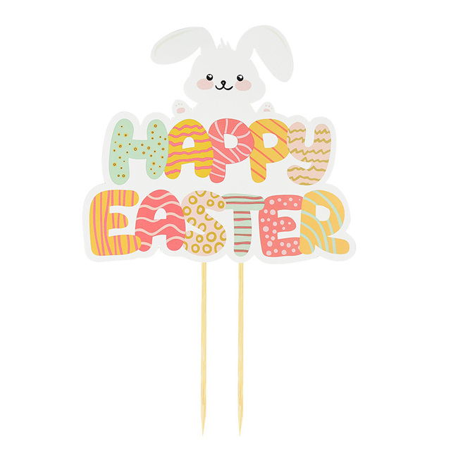 Easter Banner Latex Balloon Cute Cartoon Rabbit Cake Topper Easter Egg Cupcake Topper For Easter Party Decoration Supplies