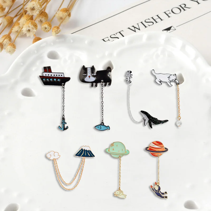 Verschiedene Kette serie Denim Emaille revers pins Interessante kombination Abzeichen Broschen Nette Geschenke für freunde Schmuck großhandel – Detail 11