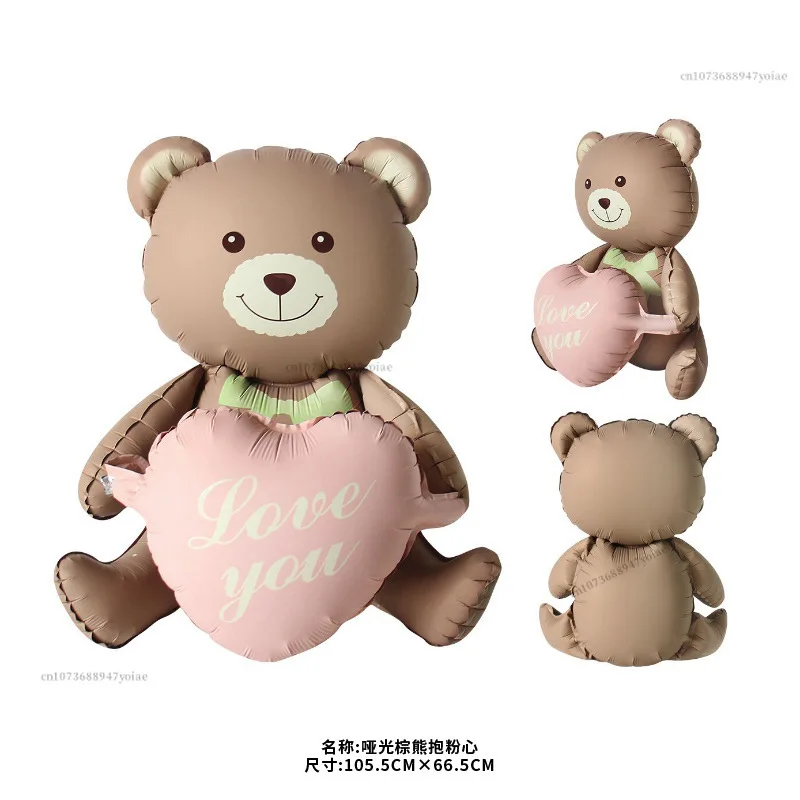 Description Picture 5 of item4D Big Bear Foil Balloon Love Heart Wedding Decoration For Kids Birthday Party Decor Helium Globos Baby Shower Bow Tie Balloon