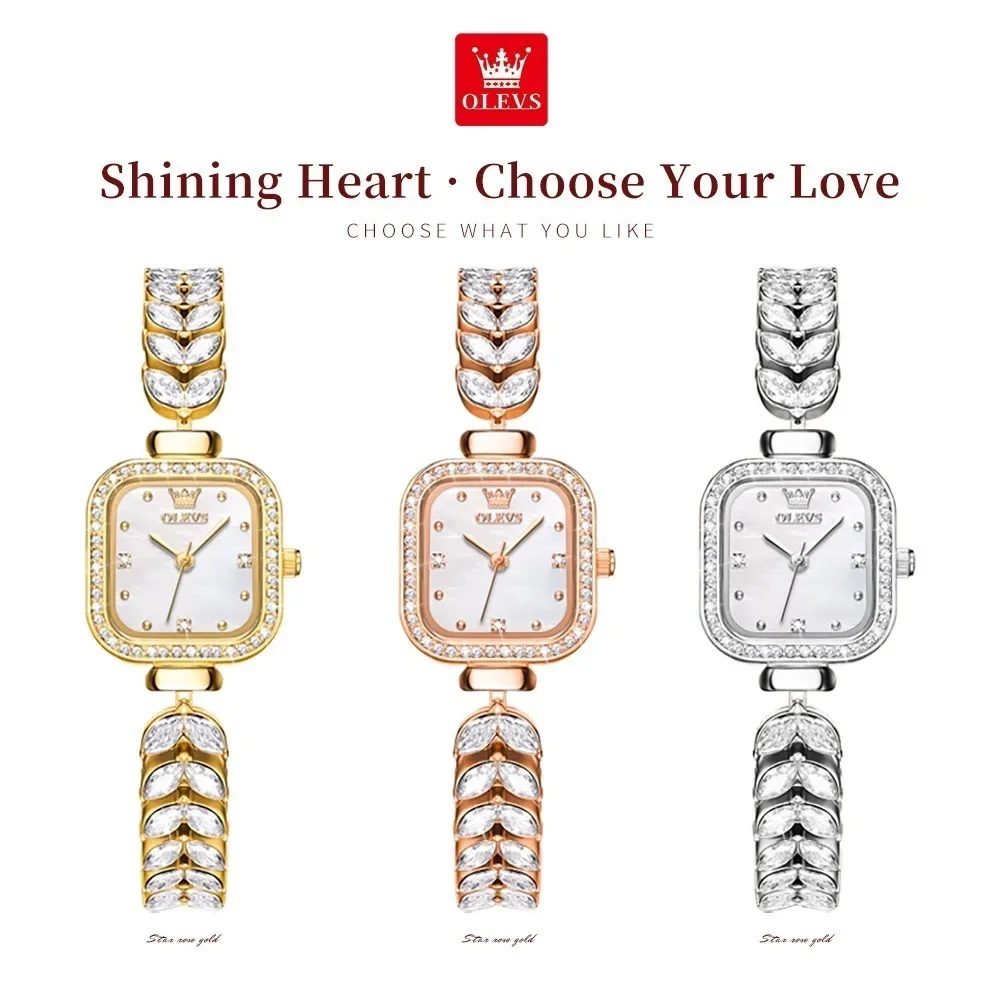 OLEVS 9987 Quartz Fashion Watch Square dial Stainless Steel 5