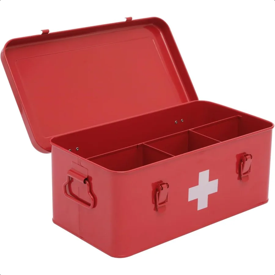 Metal First Aid Box with Safety Lock Organizer