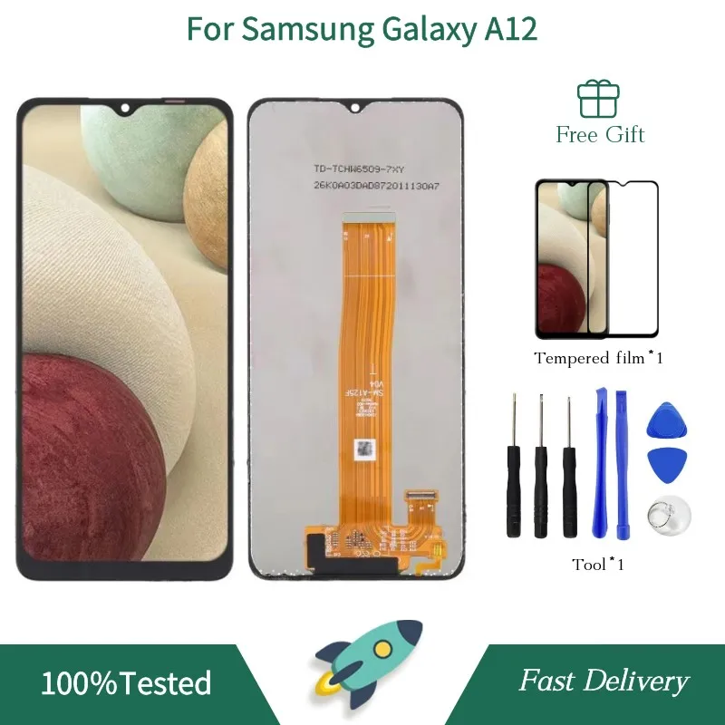 

A12 Display For Samsung Galaxy A12 A125F A127 Display Touch Screen Digitizer 6.5"