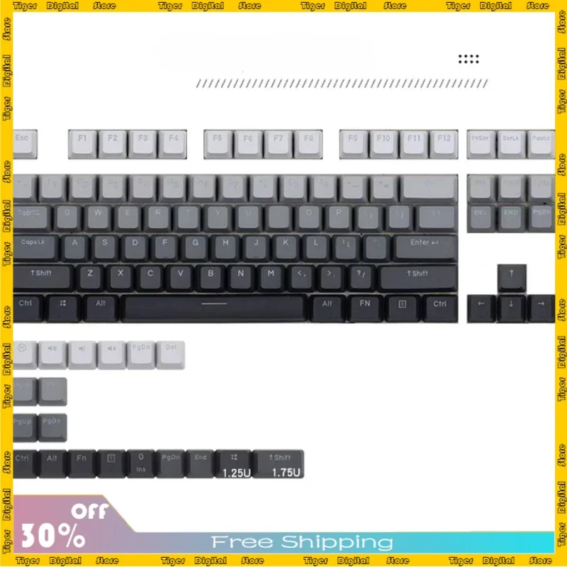 

PBT Complete Set of Mechanical Keyboard Keycaps Extreme Day Micro Dust Side Engraved Gradient Translucent OEM Height Keycaps