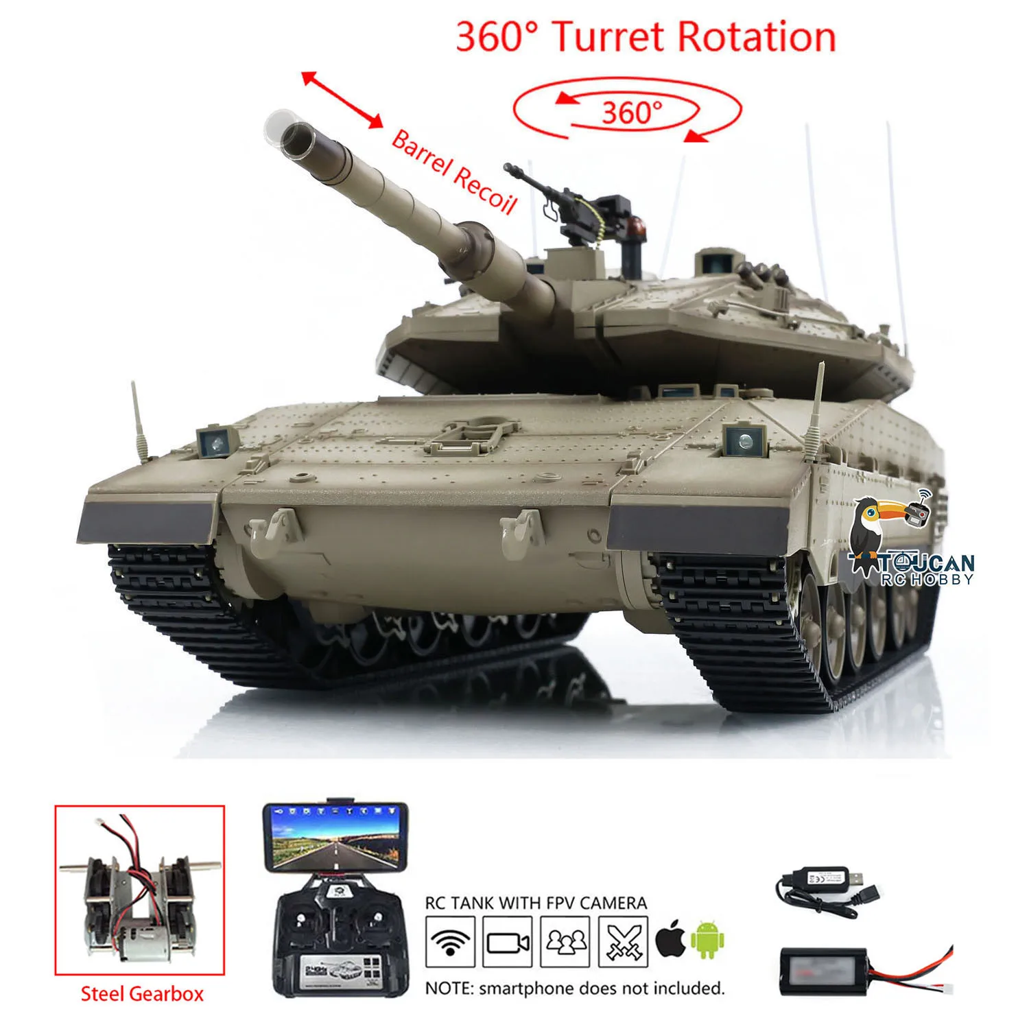 헝롱 1/16 RC 탱크 3958 IDF 메르카바 MK IV 스탠다드 에디션 FPV 카메라 TK7.0 리모컨 모델 장난감 선물 TH22645