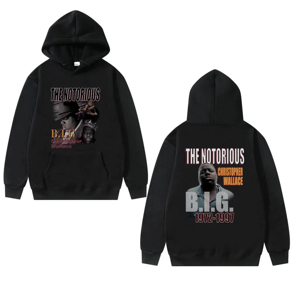 

Rapper The Notorious Big Double Sided Graphic Hoodie Men's Biggie Smalls Print Sweatshirt Men Fashion Hip Hop Oversized Hoodies