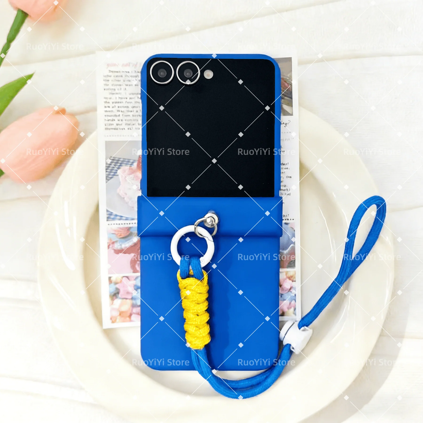 Korean Cute Candy Color Portable Rope Phone Case - Shockproof Cover