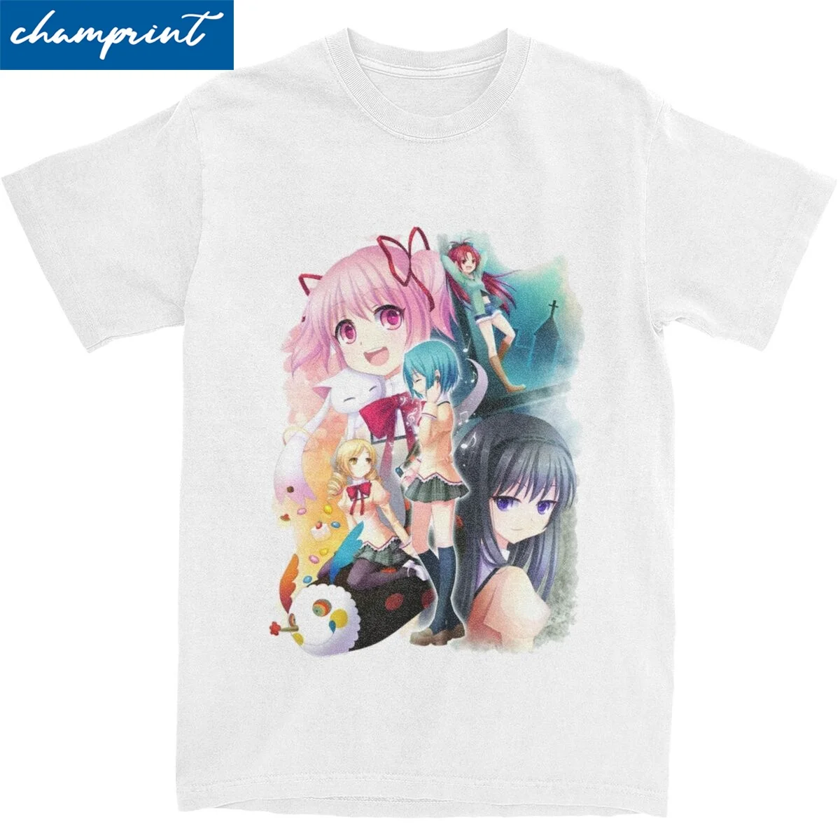 

Novelty Puella Magi Madoka Magica Anime (2) T-Shirt Men Cotton Short Sleeve Round Neck Tops