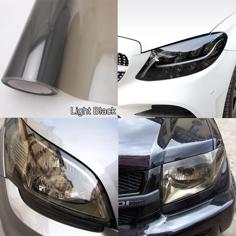 Smoke Matte Black Car Headlight Film Tint Taillight Fog Light Vinyl Film For Headlights Rear
