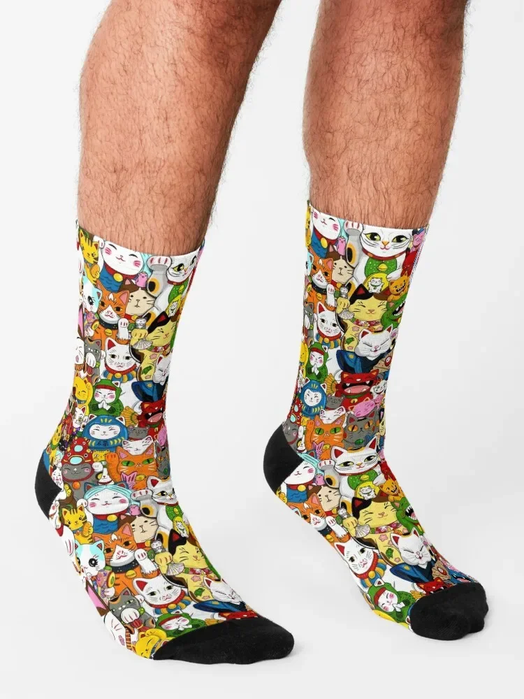 Maneki Neko (Lucky Cat) Collection Socks funny sock snow essential anime Socks For Girls Men's