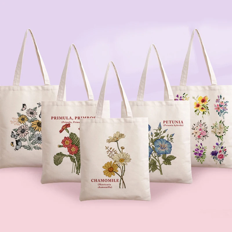 

Student Tote Bags White Unisex Travel Canvas Bags Eco Foldable Shopping Bag Fashion Ladies Shoulder Bag Reusable Grocery Bag