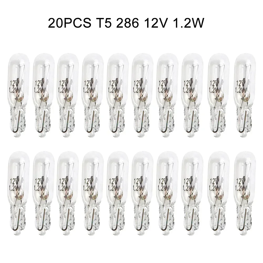 T5 286 Car Dashboard Light Bulbs Set, 20pcs, 12V 1 2W, Quartz Glass ...