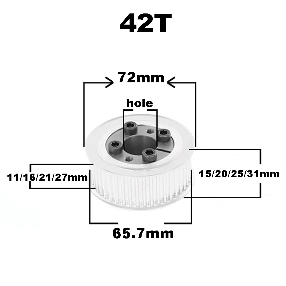 40T 42T 44Teeth HTD 5M Timing Pulley Keyless Bushing Bore 5/6/6.35/8-32 mm 5M Synchronous Wheel For Belt Width 10/15/20/25mm timing belt pulley belt pulley