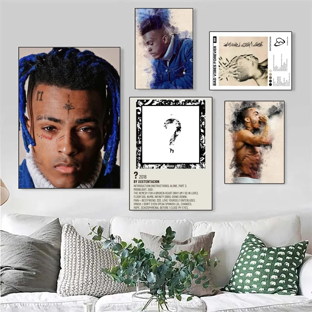 Vintage Posters Hip Hop Z-XXXTentacion Poster No Framed Poster Kraft Club Bar Paper Vintage Wall Art Painting Bedroom Study Stickers Poster Prints