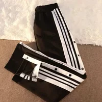 Women's Casual Side Stripe Split Pants Loose Wide Leg Comfortable Slimming Sports Trousers Trendy Ins Style Elastic Waist