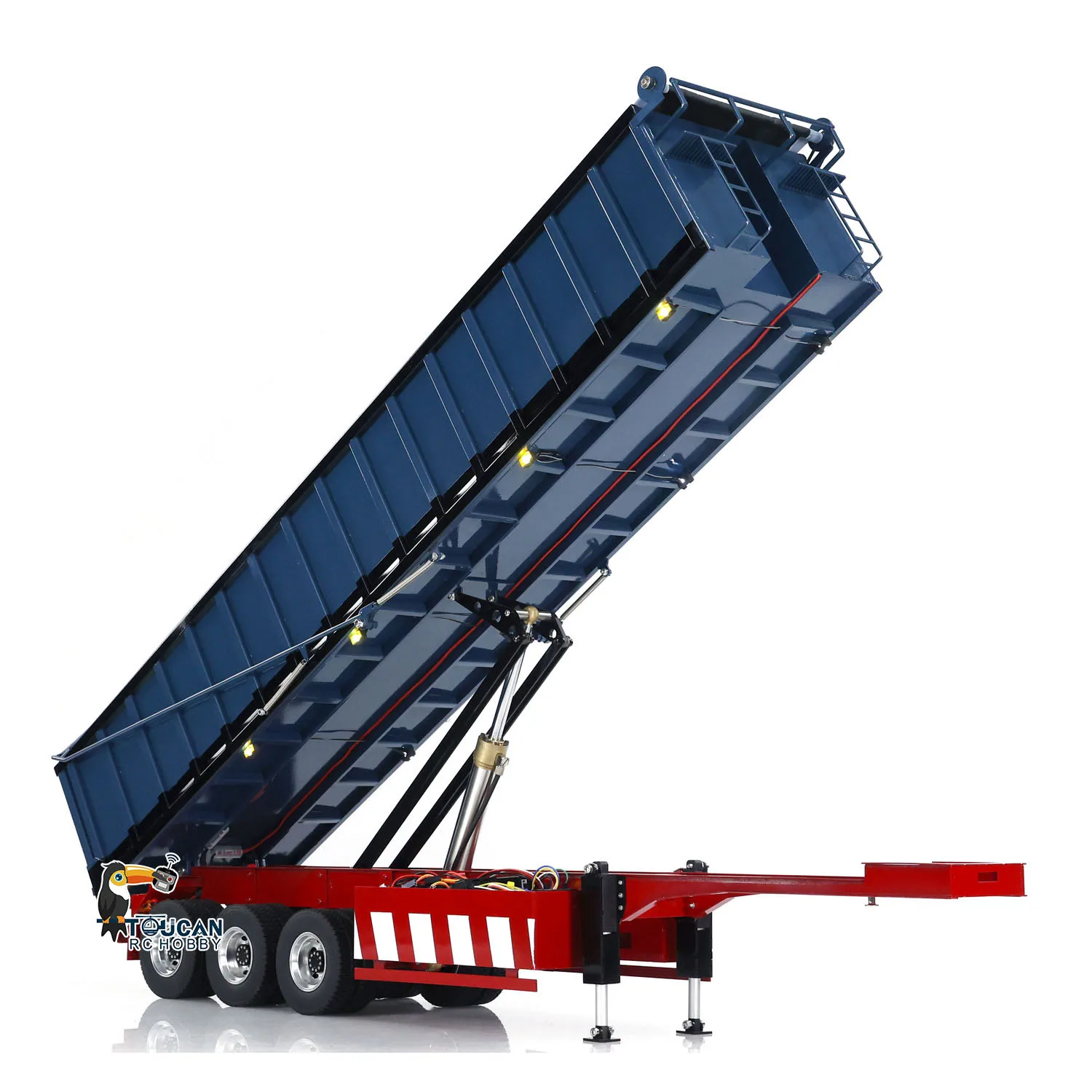 NEW 3 Axles Semi-Trailer 1/14 Metal Radio Remote Control Hydraulic Dump Gravel Trucks Toys TOUCAN RC Tractor Truck Car Vehicle 2