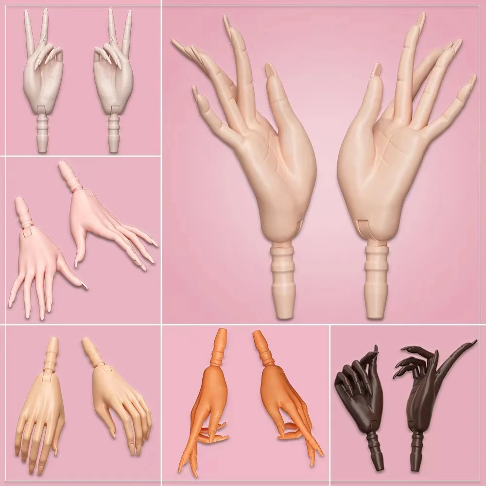 

MENGF FR IT Hands Pink White Black White Beige Color Doll Hands Accessories DIY 1/6 Doll Decor Long Nail Doll Hands Parts
