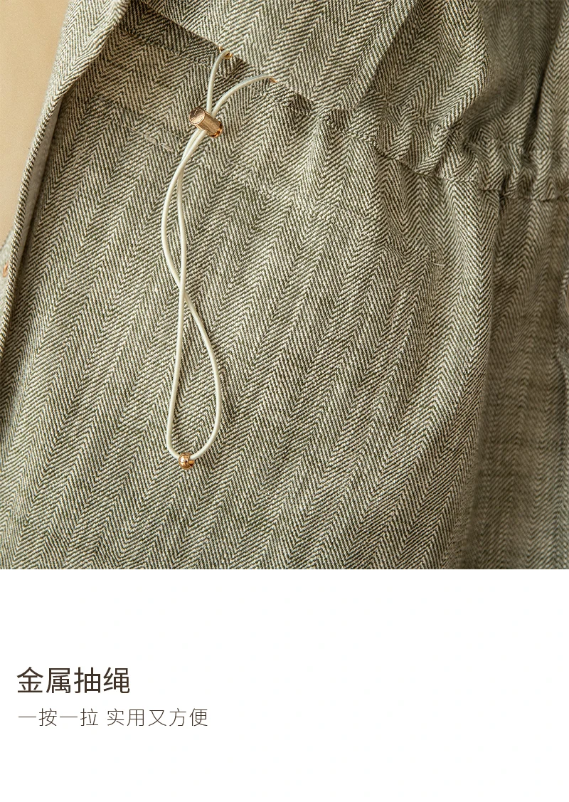 Baumwolle und Leinen, vertikaler Kragen, enge Taille, M65-Jagdjacke, Retro-All-Match-Frühlings- und Sommer-leichte Freizeitjacke – Detail 7
